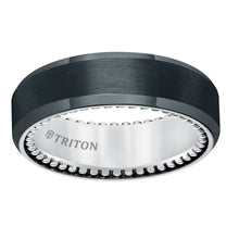 Load image into Gallery viewer, Triton Gents 7mm Black Titanium And Sterling Silver Comfort Fit Band 11-5638BV-G.00
