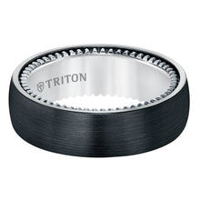 Load image into Gallery viewer, Triton Gents 7mm Domed Black Titanium And Sterling Silver Comfort Fit Band 11-5641BV-G.00
