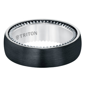 Triton Gents 7mm Domed Black Titanium And Sterling Silver Comfort Fit Band 11-5641BV-G.00