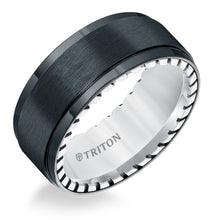 Load image into Gallery viewer, Triton Gents 9mm Black Titanium And Sterling Silver Comfort Fit Band 11-5647BV-G.00
