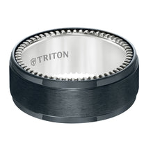 Load image into Gallery viewer, Triton Gents 9mm Black Titanium And Sterling Silver Comfort Fit Band 11-5648BV-G.00
