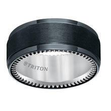 Load image into Gallery viewer, Triton Gents 9mm Black Titanium And Sterling Silver Comfort Fit Band 11-5648BV-G.00
