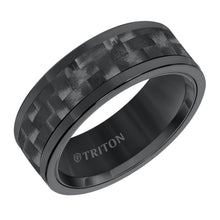 Load image into Gallery viewer, Triton Gents 8mm Comfort Fit Black Tungsten Carbide With Black Carbon Fiber Insert 11-5810BC-G.00
