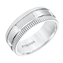 Load image into Gallery viewer, Triton Ladies 8mm White Tungsten Carbide Band Coin Edge Brick Style 11-5815HC-G.00
