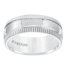 Load image into Gallery viewer, Triton Ladies 8mm White Tungsten Carbide Band Coin Edge Brick Style 11-5815HC-G.00

