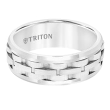 Load image into Gallery viewer, Triton Gents 8mm White Tungsten Carbide Band Link Design 11-5941HC8-G.00
