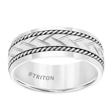 Load image into Gallery viewer, Triton Gents 8mm White Tungsten Carbide Sterling Silver Woven Center Band 11-5942SHC8-G.00

