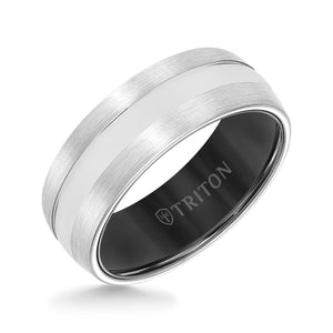 Triton Gents 8mm White Tungsten Carbide Band With Black Interior 11-5943MCB8-G.00