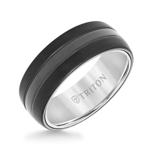 Triton Gents 8mm Black Tungsten Carbide Band With White Interior 11-5943MCW8-G.00