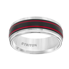 Load image into Gallery viewer, Triton Gents 8mm Tungsten Carbide Comfort Fit Band Red Stripes 11-5976WCE8-G.00
