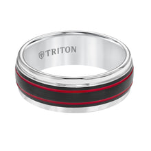 Load image into Gallery viewer, Triton Gents 8mm Tungsten Carbide Comfort Fit Band Red Stripes 11-5976WCE8-G.00
