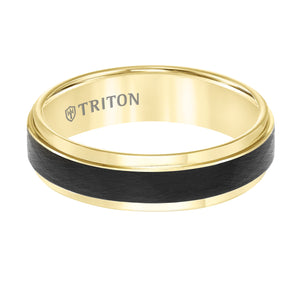 Triton Gents 6mm Two Tone Comfort Fit Band With Black Crystalline Finish 11-5981YBC6-G.00