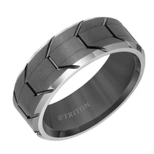 Load image into Gallery viewer, Triton Gents 8mm Tungsten Carbide Gunmetal Tire Tread Center Band 11-5983NWC8-G.00
