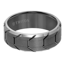 Load image into Gallery viewer, Triton Gents 8mm Tungsten Carbide Gunmetal Tire Tread Center Band 11-5983NWC8-G.00
