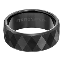 Load image into Gallery viewer, 9mm Black Tungsten Band with Faceted Diamond Pattern
