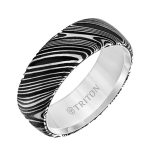 Triton Rogue Wedding Band with Damascus Steel