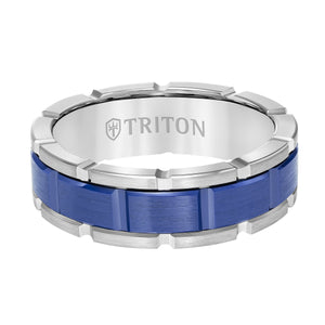 Triton Ride Silver Blue Wedding Band 11-6132WCBCE7-G.00