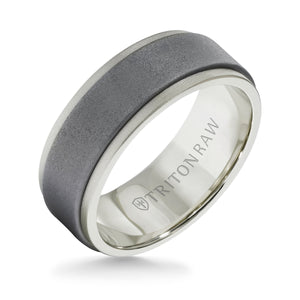 Raw Matte Insert in White Gold Ring with Flat Profile 11-RAW0103WC8-G.00