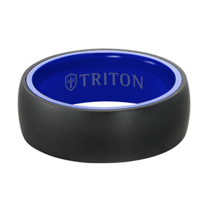 Triton Raw Black and Blue Classic Wedding Band For Gents 11-RAW0128BCE-G.00