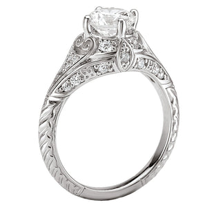 18kt White Gold 1.3 Carat Weight Round Center Stone Diamond Semi-Mount Engagement Ring