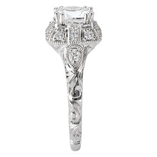Load image into Gallery viewer, 18kt White Gold 1,3 Carat Weight Semi Mount Square Vintage Halo Diamond Ring
