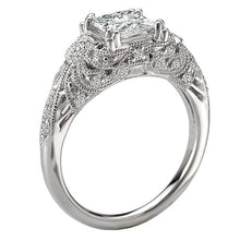 Load image into Gallery viewer, 18kt White Gold 1.3 Carat Weight Princess Cut Diamond Semi Mount Vintage Diamond Ring
