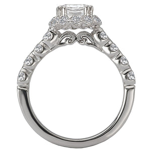 18kt White Gold 7.8 Carat Weight 6.5mm Round Diamond Semi-Mount Halo Diamond Ring