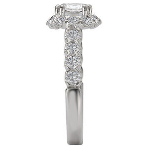 18kt White Gold 7.8 Carat Weight 6.5mm Round Diamond Semi-Mount Halo Diamond Ring