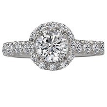 Load image into Gallery viewer, 18kt White Gold 7.8 Carat Weight 6.5mm Round Diamond Semi-Mount Halo Diamond Ring
