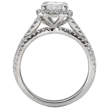 Load image into Gallery viewer, 18kt White Gold 1,2 Carat Weight Semi Mount 6.5mm Cushion Shaped Halo Diamond Ring
