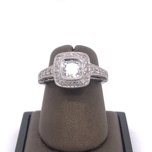 Platinum Semi-Mount 1.00 Carat Weight Square Diamond Ring