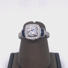 Load and play video in Gallery viewer, 18Kt Gold Semi Mount 0.28 Carat Weight Diamonds and 0.55 Sapphire Ring
