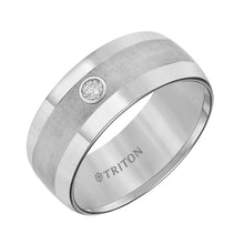 Load image into Gallery viewer, 9MM Tungsten Diamond Ring with Satin Finish Center and Bright Polish Edges
