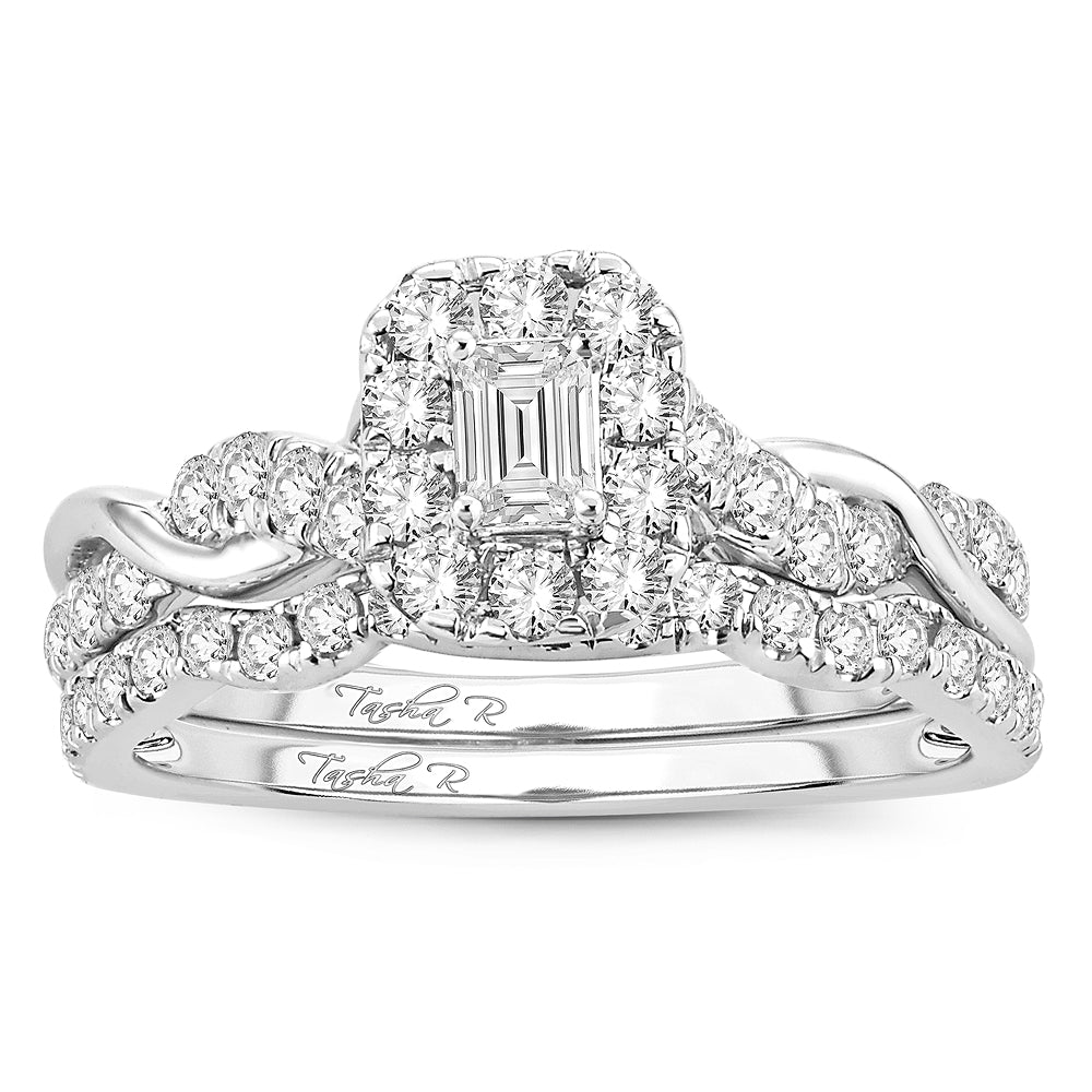 14K White Gold 1.00 Carat Fancy Cut Bridal Diamond Ring