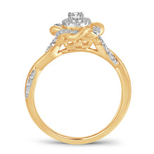 Load image into Gallery viewer, 14K Yellow Gold 0.50 Carat Women&#39;s Floral Halo Diamond Engagement Ring

