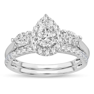 14K White Gold 1.20 Carat Women's Fancy Cut Diamond Bridal Ring