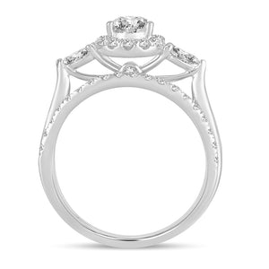 14K White Gold 1.20 Carat Women's Fancy Cut Diamond Bridal Ring