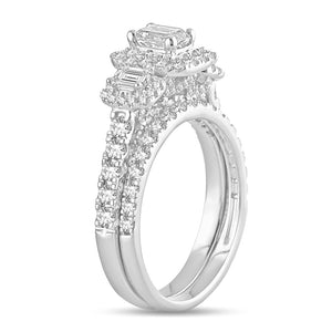 14K White Gold 2.00 Carat Fancy Cut Diamond Bridal Ring