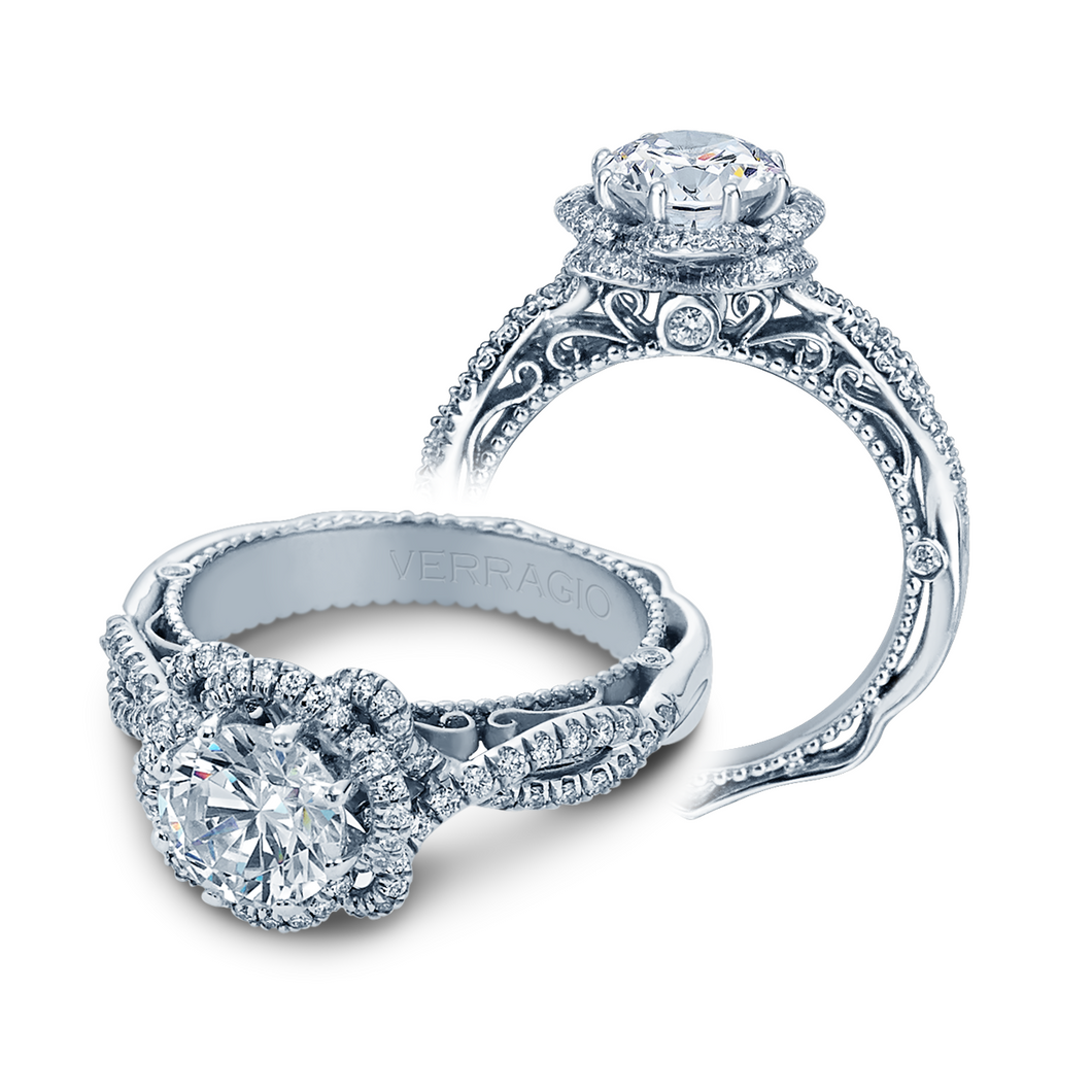 Verragio 3/8 Ct. Tw. Diamond Flower Inspired Halo Round Semi-Mount Engagement Ring AFN-5051R