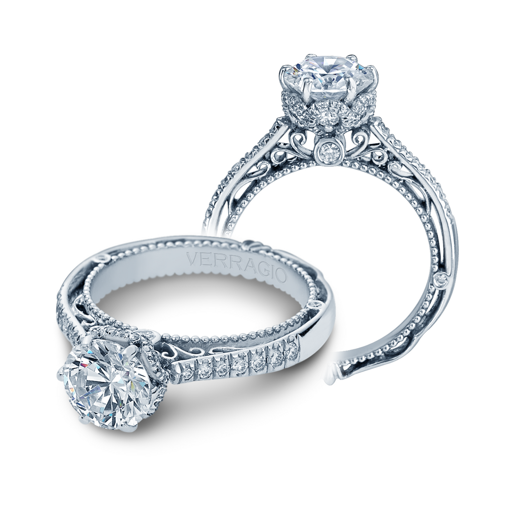 VERRAGIO Venetian Side Stone Prong Set Round Diamond Engagement Ring AFN-5052DR