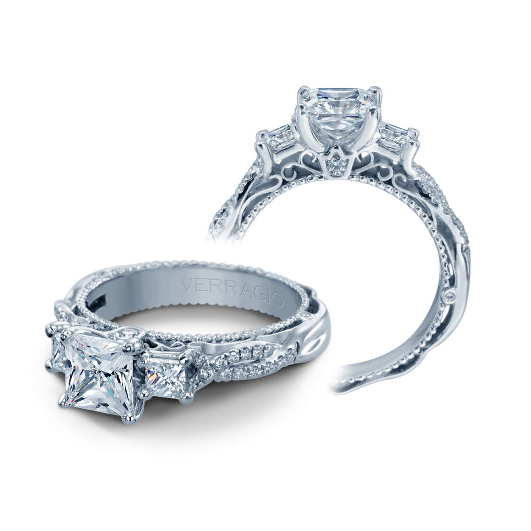 Verragio Venetian 0.50CTW Three - Stone Princess Cut Twist Shank Engagement Ring AFN-5013P