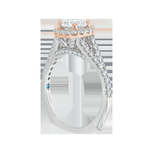 Load image into Gallery viewer, Split Shank Rose and White Gold Diamond Halo Engagement Ring CARIZZA CA0033E-37WP
