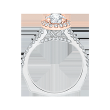 Load image into Gallery viewer, Split Shank Rose and White Gold Diamond Halo Engagement Ring CARIZZA CA0033E-37WP
