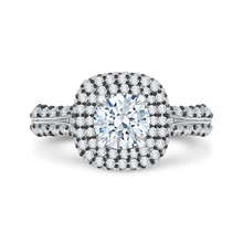Load image into Gallery viewer, Semi-Mount Black Rhodium Tips Round Diamond Double Halo Engagement Ring CARIZZA CA0036E-37WBK
