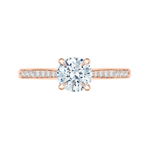 Rose Gold Round Cut Diamond Solitaire with Accents Engagement Ring CARIZZA CA0040E-37P