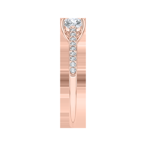Rose Gold Round Cut Diamond Solitaire with Accents Engagement Ring CARIZZA CA0040E-37P
