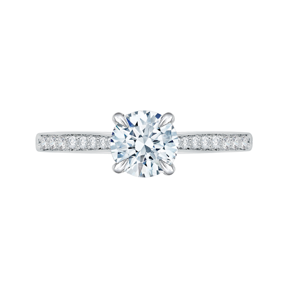 Round Diamond Solitaire with Accents Engagement Ring CARIZZA CA0040E-37W-1.50