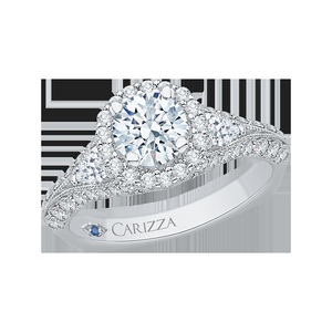Split Shank Semi-Mount Round Diamond Halo Engagement Ring CARIZZA CA0041E-37W