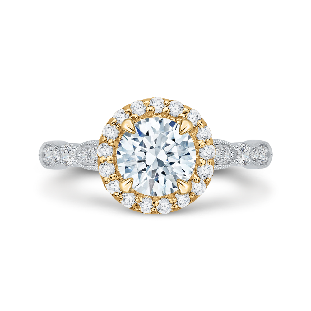 Two Tone Gold Vintage Diamond Engagement Ring CARIZZA CA0042E-37WY