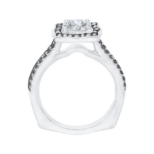 Load image into Gallery viewer, Round Diamond Halo Vintage Engagement Ring with Black Rhodium Tips CARIZZA CA0047E-37WBK
